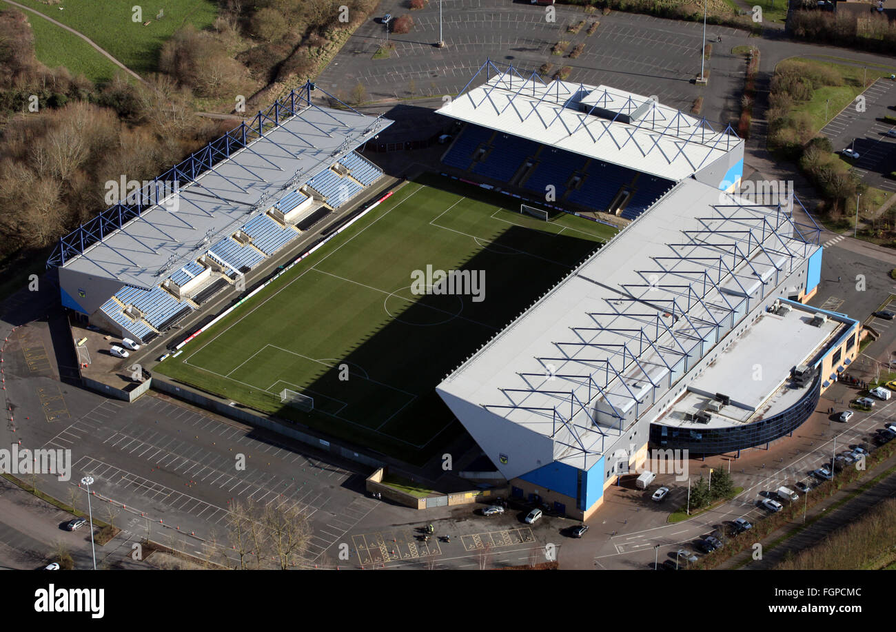 Vue aérienne d'Oxford United Football Club stade Kassam, UK Banque D'Images