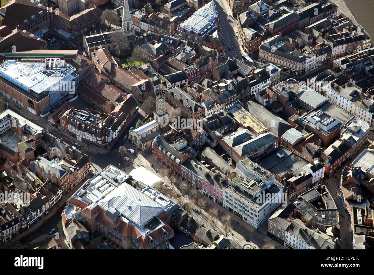 Vue aérienne de Piccadilly dans le centre-ville de York, Royaume-Uni Banque D'Images