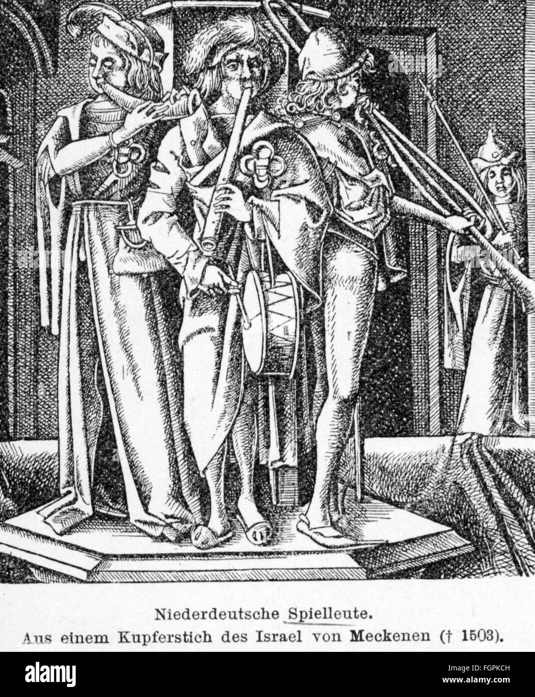 La musique, musicien, musiciens allemand inférieur, gravure sur cuivre par Israhel van Meckenem, Bocholt, Westphalie, fin du 15e siècle, musicien, musiciens, batteur, percussionniste, batteurs, percussionnistes, Piper, Whistler, pipers, Whistlers, soufflante, ventilateurs, tromboniste, les trombonistes, clairon, clairon, tambour, batterie, flûte, pipe, flûtes, tuyaux, trombone, trombones, corne, cornes, instrument de musique, instruments de musique, les clés, clés, aérophone, instruments à vent, instrument à vent, instrument à percussion, instruments à percussion, membranophone, faire de la musique, jouer de la musique, faisant de l'artiste, musi Copyright n'a pas à être effacée Banque D'Images