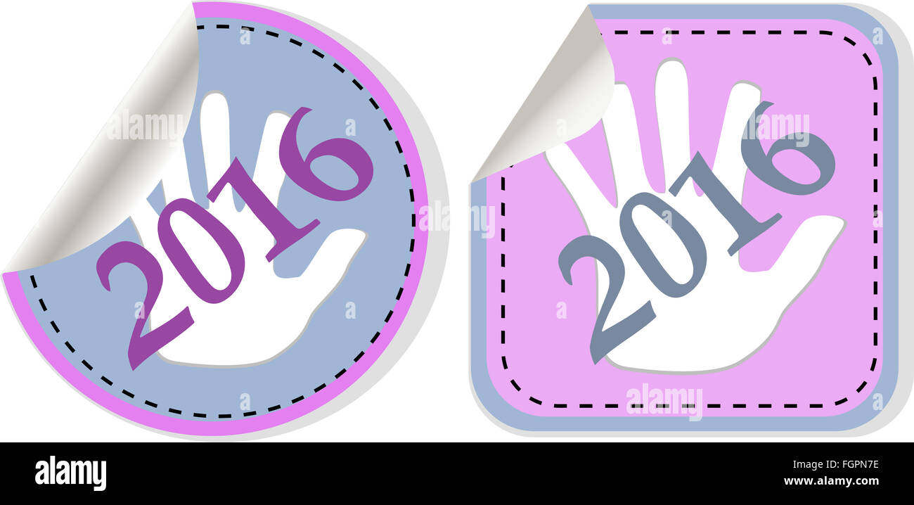 Nouvelle année 2016 icon set. Nouvelle ans design moderne original symbole pour web et mobile app sur fond blanc Banque D'Images