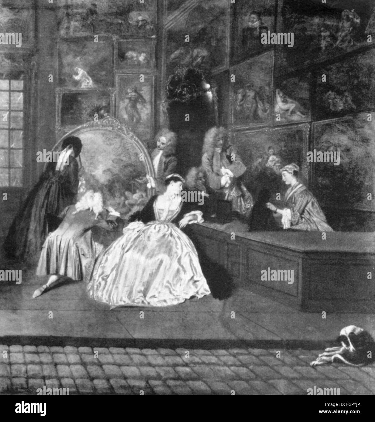 Commerce, boutiques, marchands d'art, 'Gersaint's Shopsign' (l'enseigne de Gersaint), peinture, par Antoine Watteau, (1684 - 1721), detail, 1720 / 1721, droits additionnels-Clearences-Not Available Banque D'Images