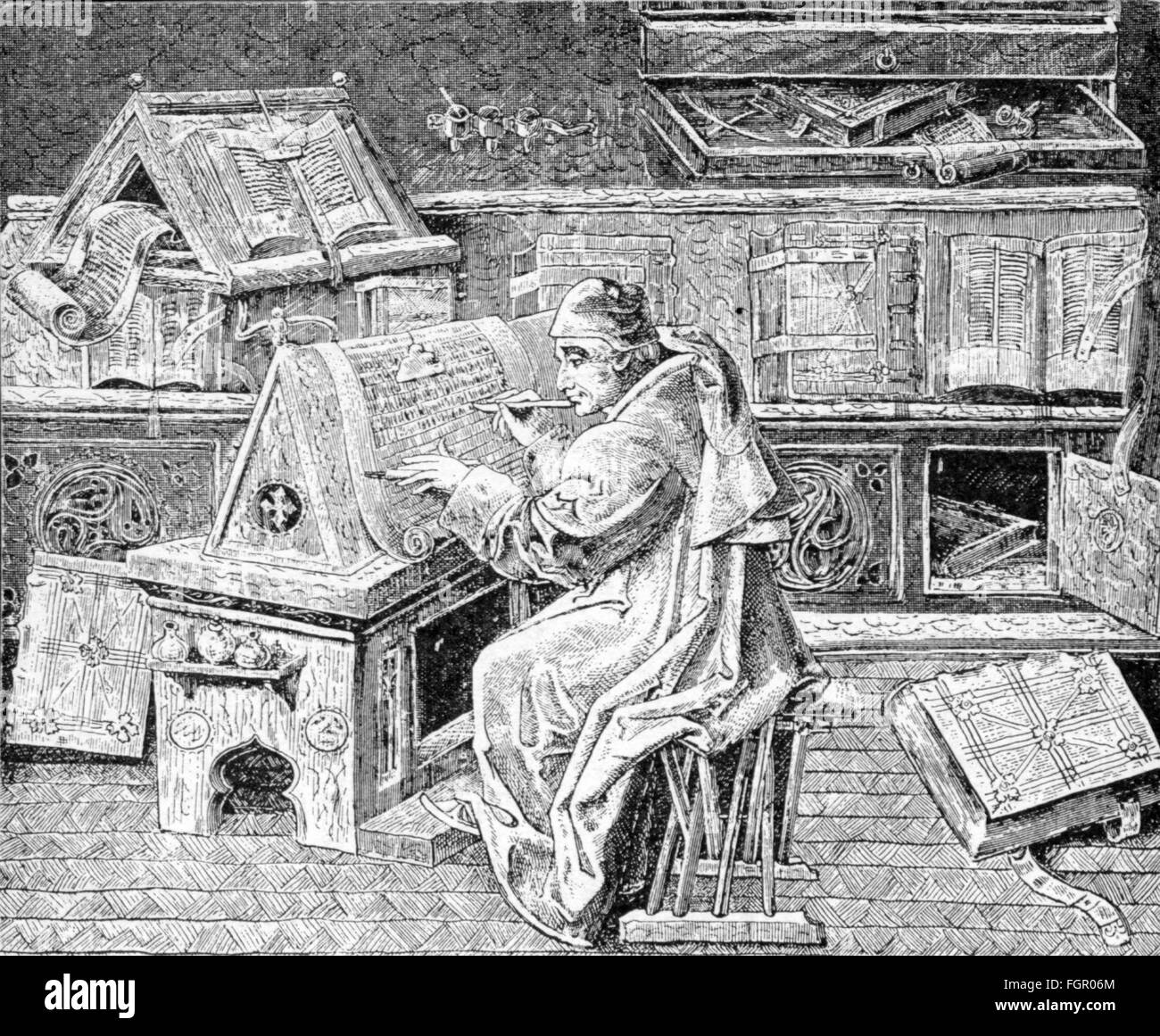 Religion ordres religieux moines moine copie d un manuscrit