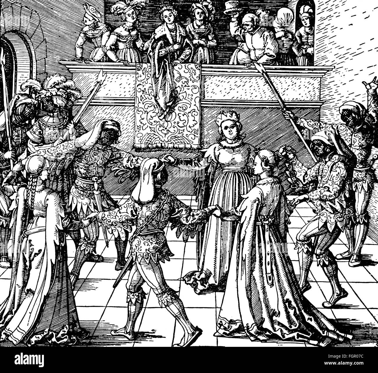 Festival, ball des patriciens, gravure sur bois par Albrecht Dürer, vers 1516, l'artiste n'a pas d'auteur pour être effacé Banque D'Images