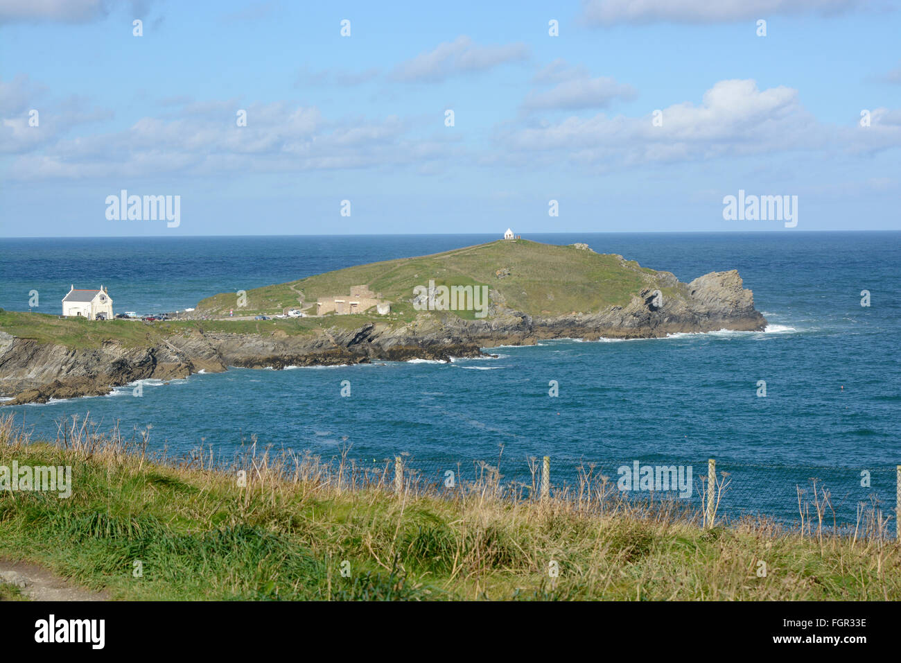 Pointe dans l'océan Atlantique à Newquay en Cornouailles, Angleterre Banque D'Images