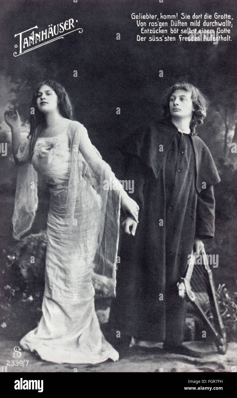 Kitsch / cartes / souvenir, 'Tannhäuser', Vénus et Tannhäuser, carte postale, vers 1910, droits additionnels-Clearences-non disponible Banque D'Images