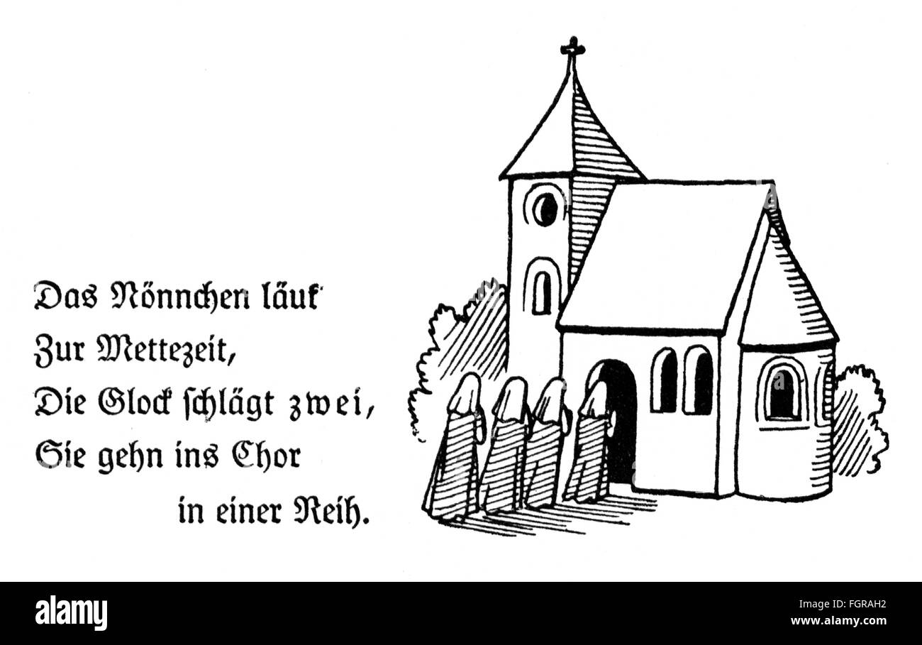 Littérature, 'EIA Popeia', enfant couché au lit, dessin de Fritz Kredel (1900 - 1973), Atlantis-Verlag, Zurich, 1936, droits additionnels-Clearences-non disponible Banque D'Images