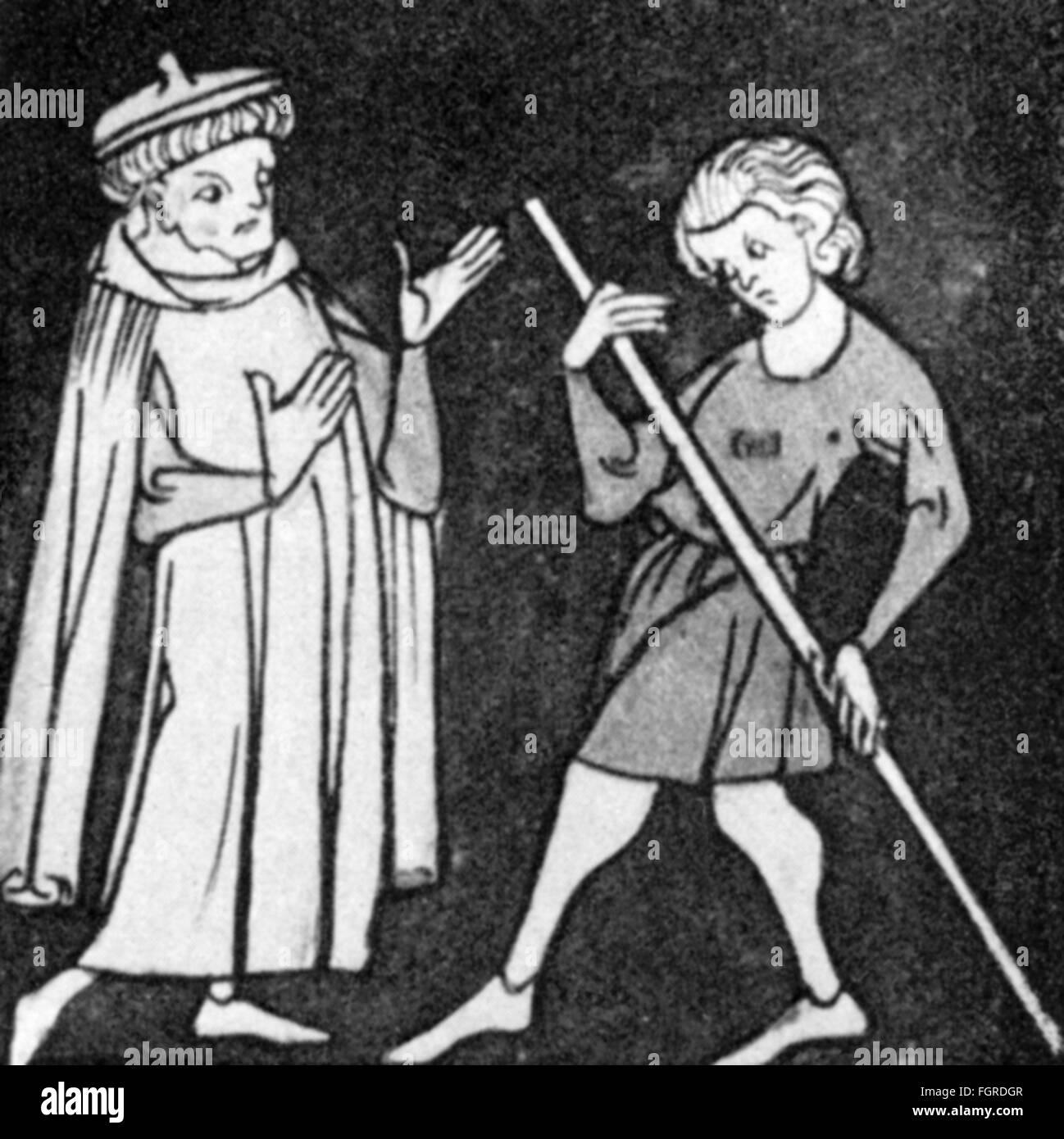 Médecine, maladies, goutte, médecin et gouty, miniature, de: Mattheaeus Plathearius, 'Liber de simpli Medicina', vers 1300, British Museum, Londres, Additional-Rights-Clearences-Not Available Banque D'Images