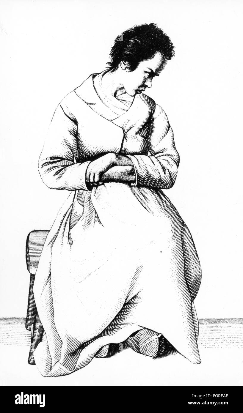 La médecine, la psychiatrie et les maladies mentales, les symptômes de la mélancolie, gravure sur cuivre par Ambroise TARDIEU (1788 - 1841), hors de : Jean-étienne Esquirol (1772 - 1840), "sur les maladies mentales", 1816, l'artiste n'a pas d'auteur pour être effacé Banque D'Images