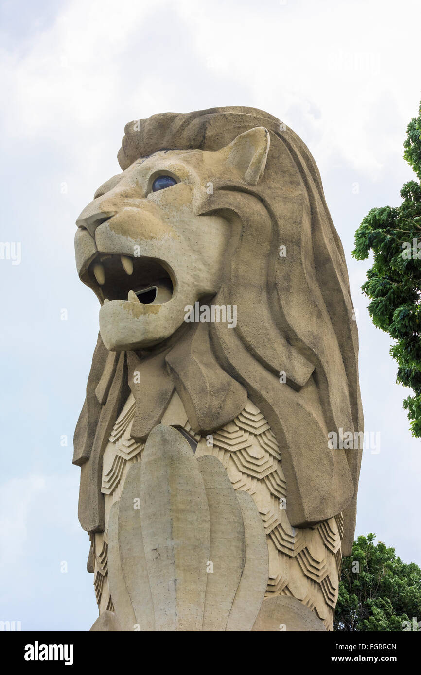 Statue du Merlion sur l'île de Sentosa, Singapour Banque D'Images