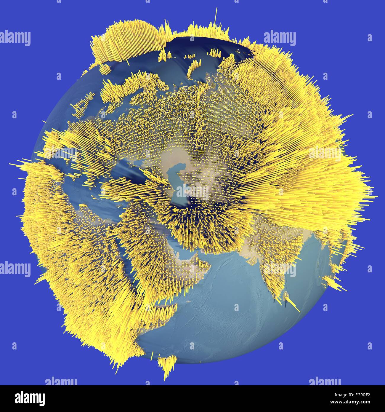 Abstract world globe, carte des hauteurs, des histogrammes Banque D'Images