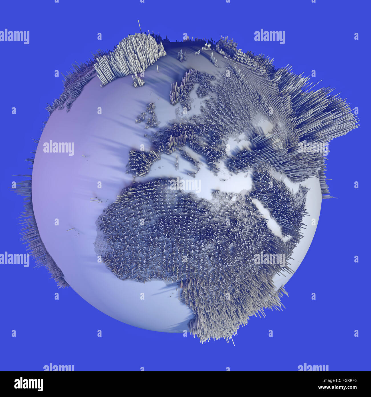 Abstract world globe, carte des hauteurs, des histogrammes Banque D'Images