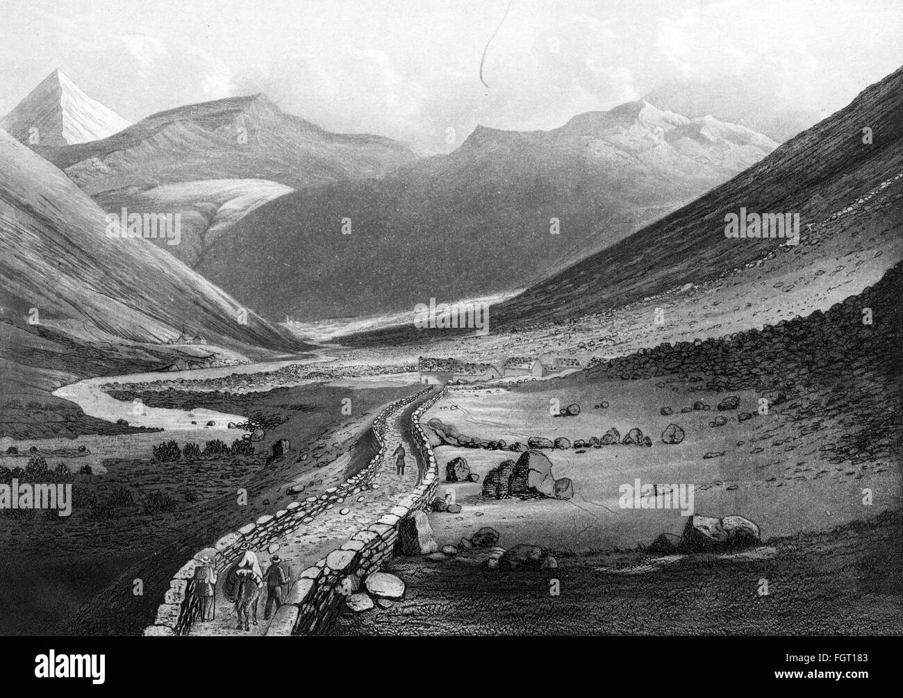 Géographie / Voyage, Suisse, transport / transport, rues, ancienne route dans l'Urserental près de Reapl, Canton d'Uri, gravure en acier, vers 1860, droits additionnels-Clearences-non disponible Banque D'Images