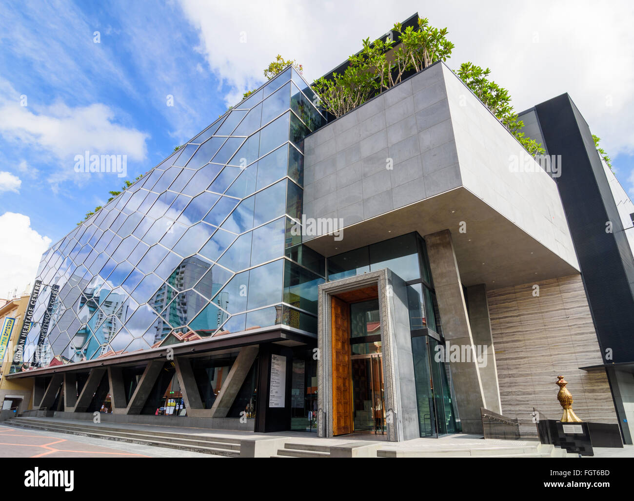 Façade contemporaine de l'Indian Heritage Centre, Little India, Singapour Banque D'Images