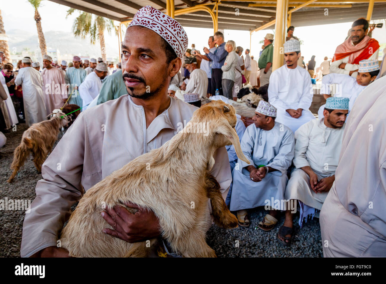 Le marché de l'élevage Vendredi, Ad Dakhiliyah Nizwa, Oman, région Banque D'Images