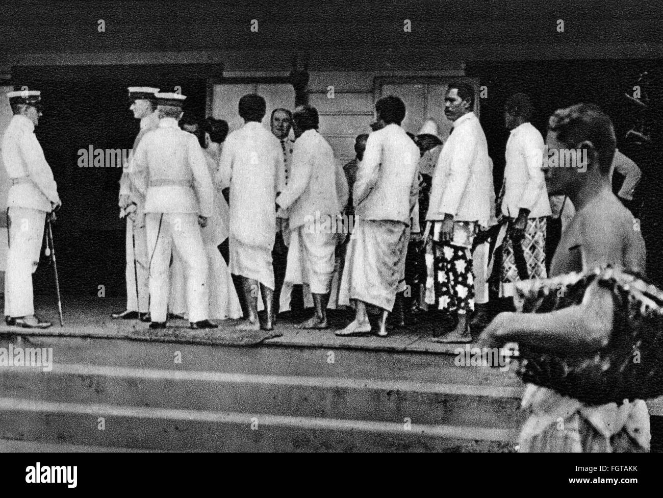 Colonialisme, colonie Samoa allemandes, chef samoan pendant la réception au gouverneur Wilhelm Solf, Apia, vers 1905, droits additionnels-Clearences-non disponible Banque D'Images