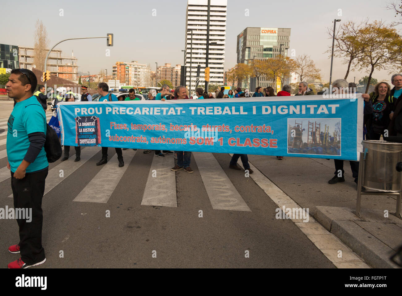 Barcelone, Espagne. Feb 22, 2016. Mobile World Congress 2016, Fira de Barcelona la masse, Joan Carles I Avenue, L'Hospitalet de Llobregat, Europa square Crédit : Joan Gosa Badia/Alamy Live News Banque D'Images