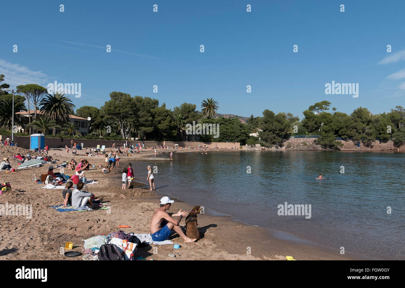 Tiki Plage, baie, plage, Fréjus, Saint-Raphaël, Dep. Var, Côte d'Azur, France Banque D'Images