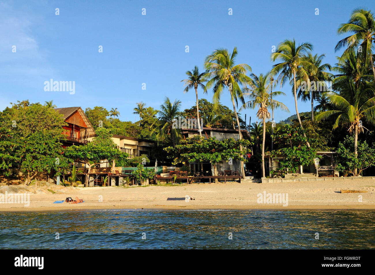 Bungalow de luxe sur la plage de Haad kruad, Koh Phangan, Thaïlande Banque D'Images