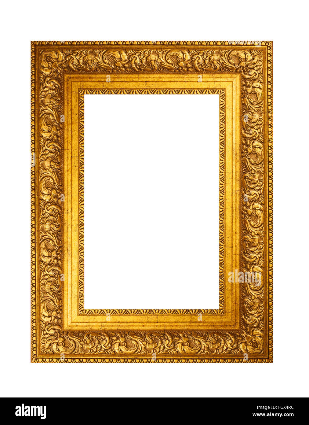 Golden Autumn frame vide isolé sur fond blanc Banque D'Images