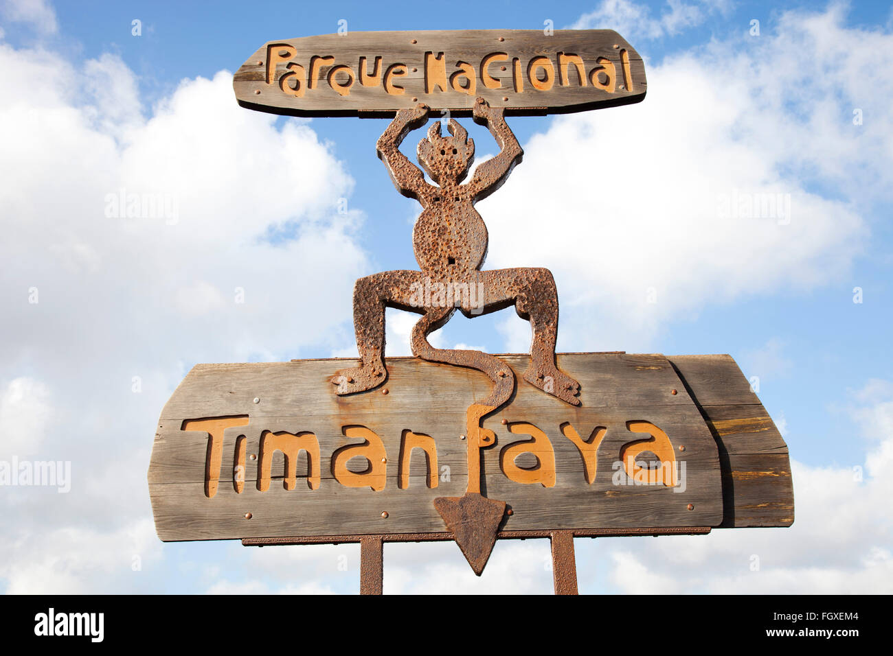 Signal, Ruta de los Volcanoes, Parque Nacional de Timanfaya, Lanzarote island, archipel des Canaries, l'Espagne, l'Europe Banque D'Images