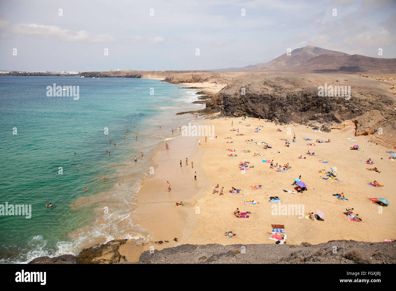 Beach, Punta del Papagayo, Lanzarote island, archipel des Canaries, l'Espagne, l'Europe Banque D'Images