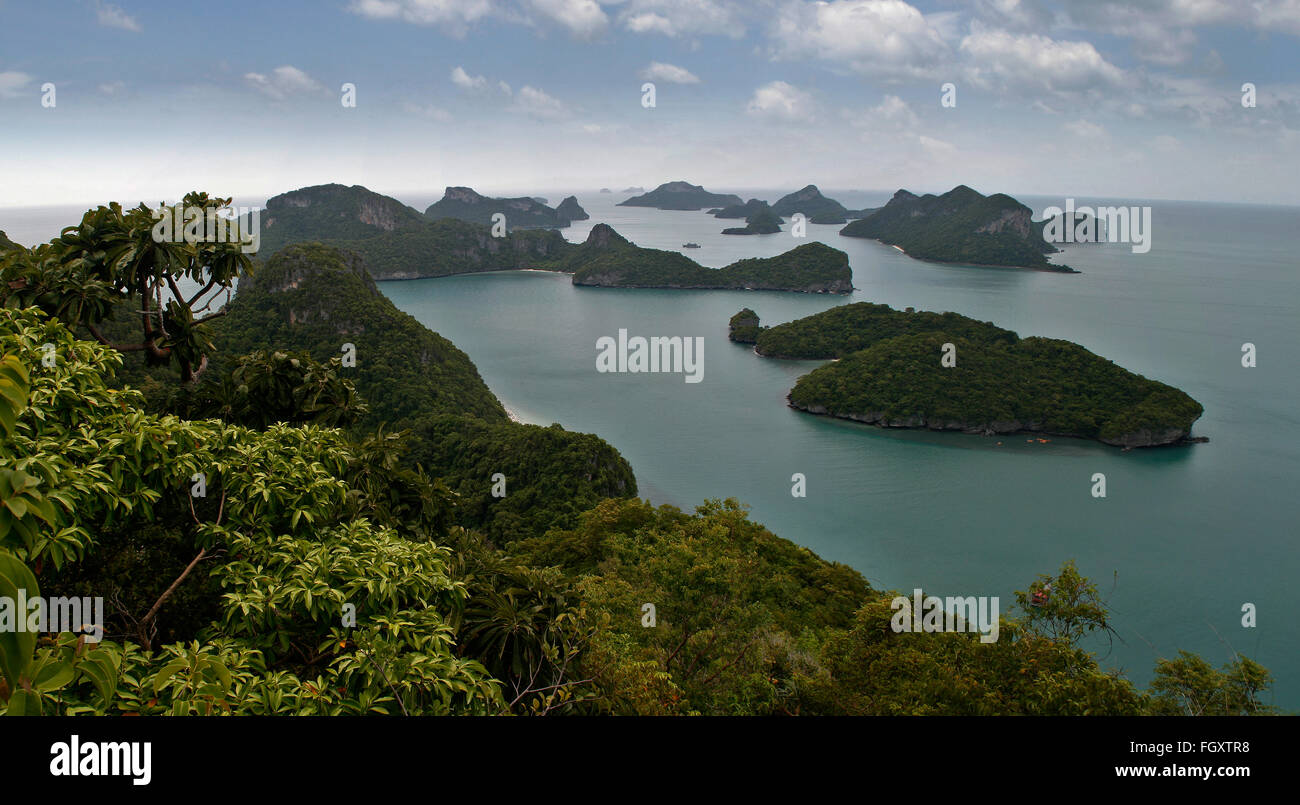 Vue de dessus de Ang Thong National Marine Park à Phang-Nga Banque D'Images