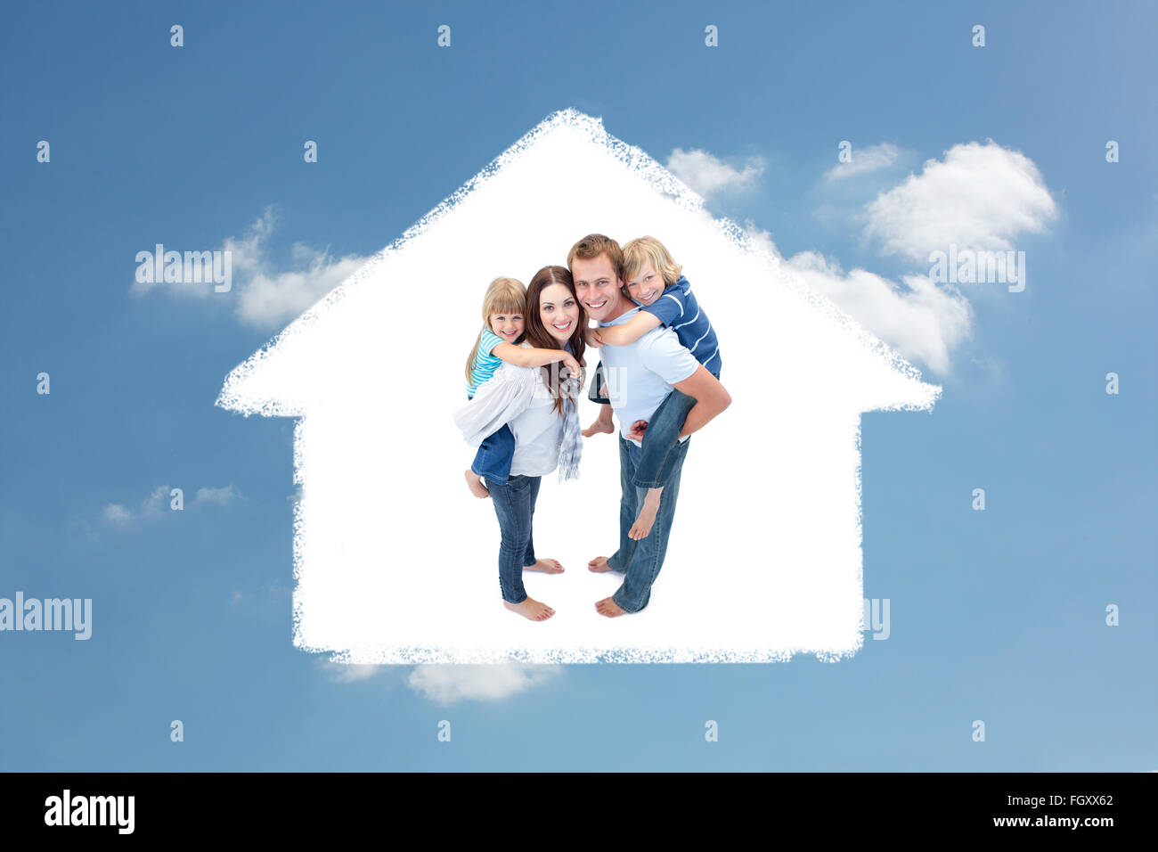 Libre de droits famille contre un fond blanc Banque D'Images