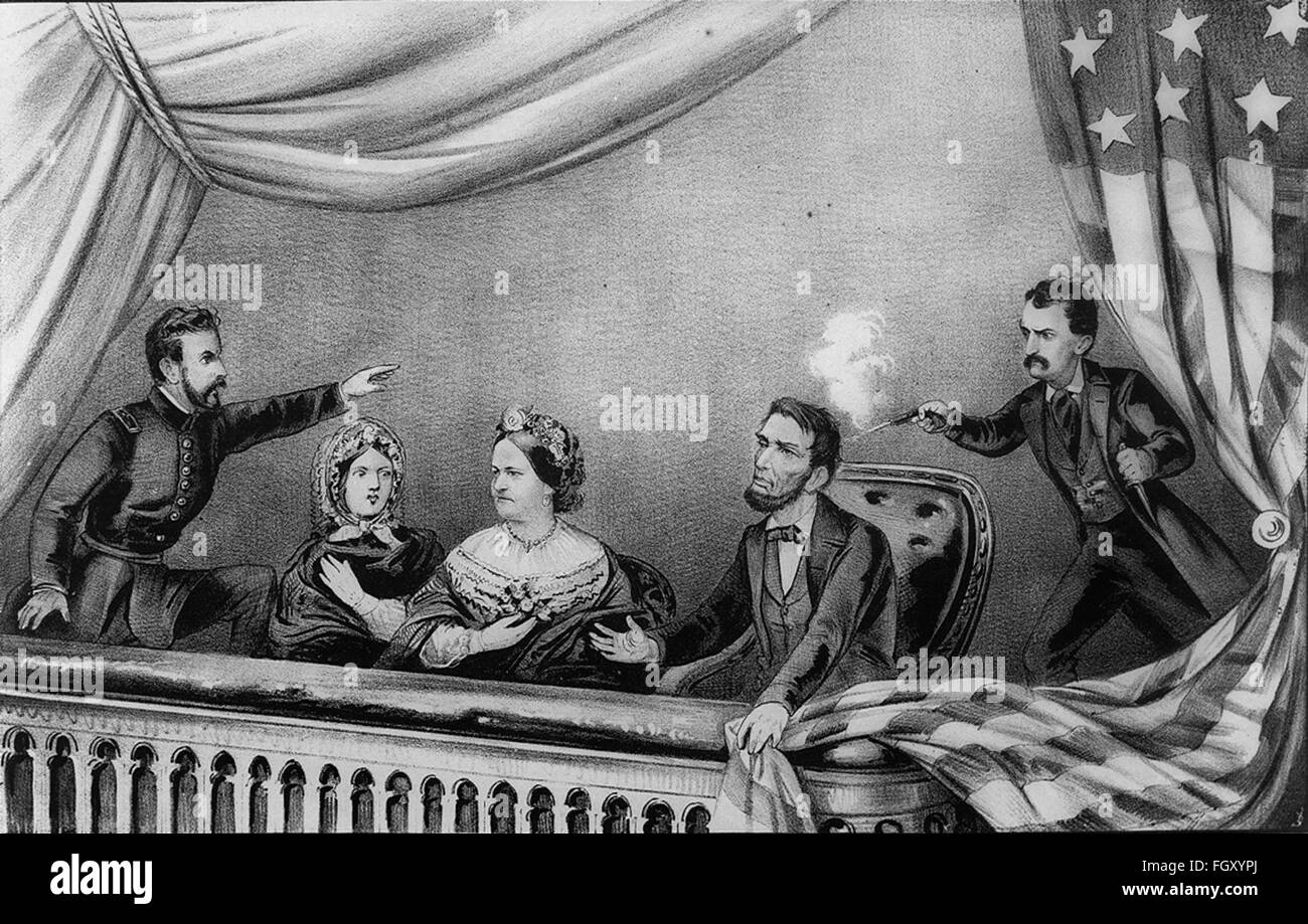 L'assassinat d'Abraham Lincoln - Gravure Banque D'Images