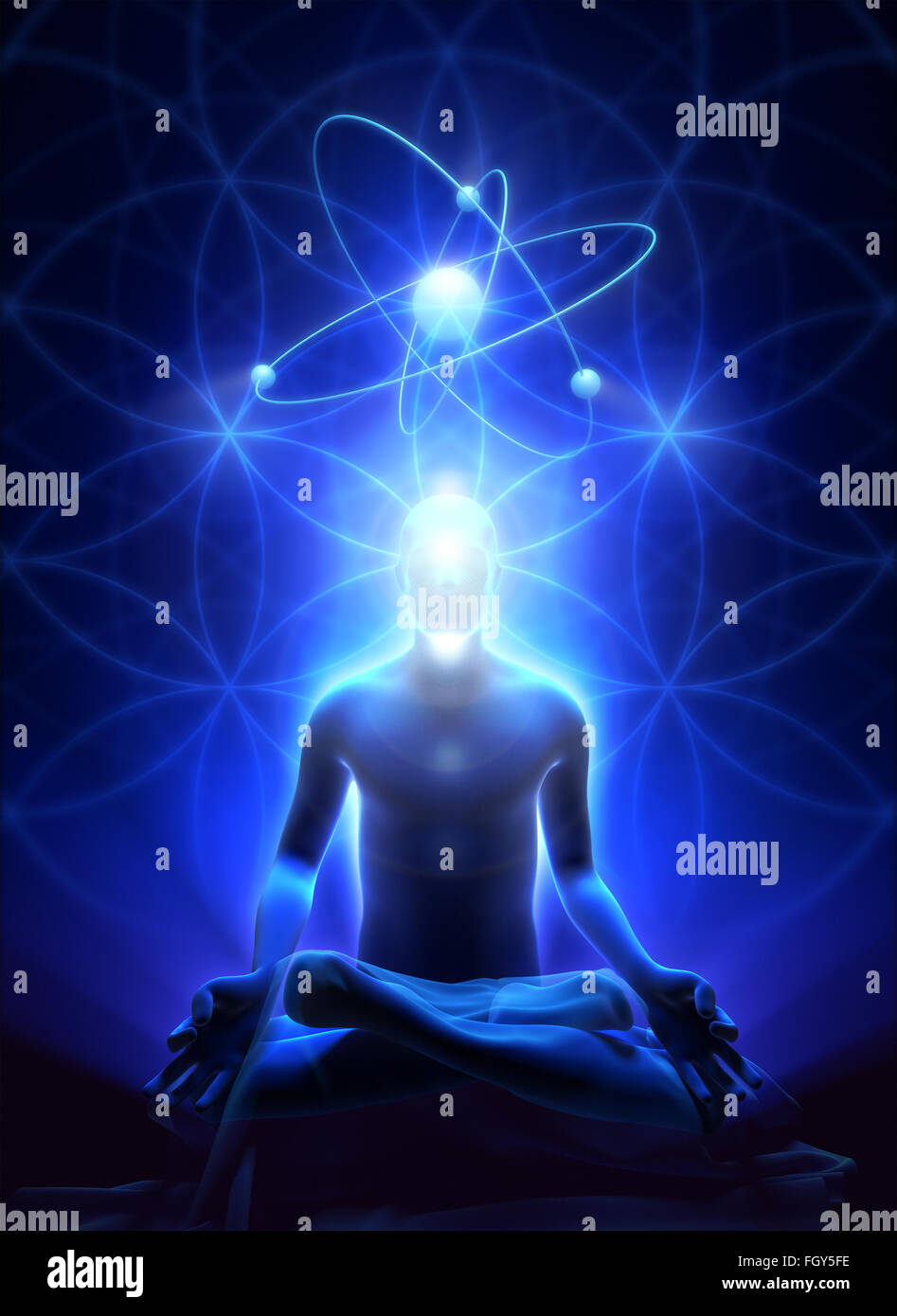 La géométrie sacrée et la méditation de l'homme Banque D'Images