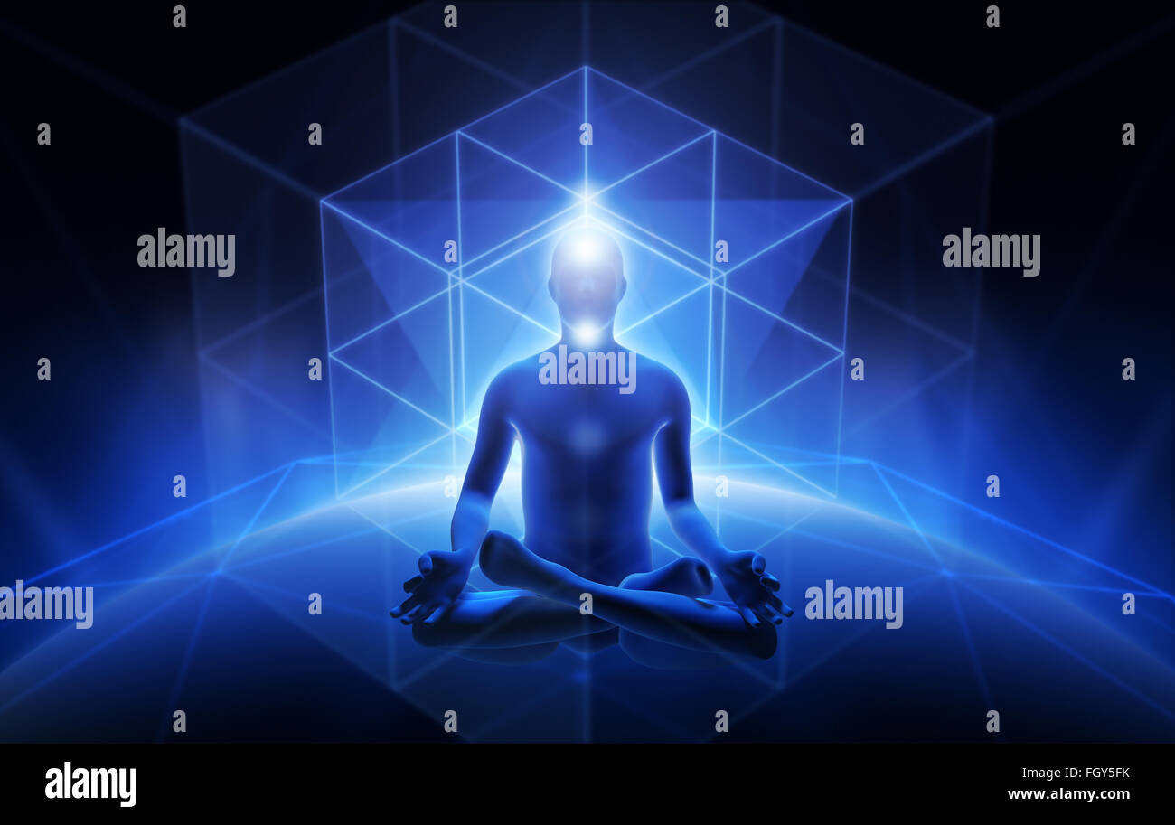 La géométrie sacrée et la méditation de l'homme Banque D'Images