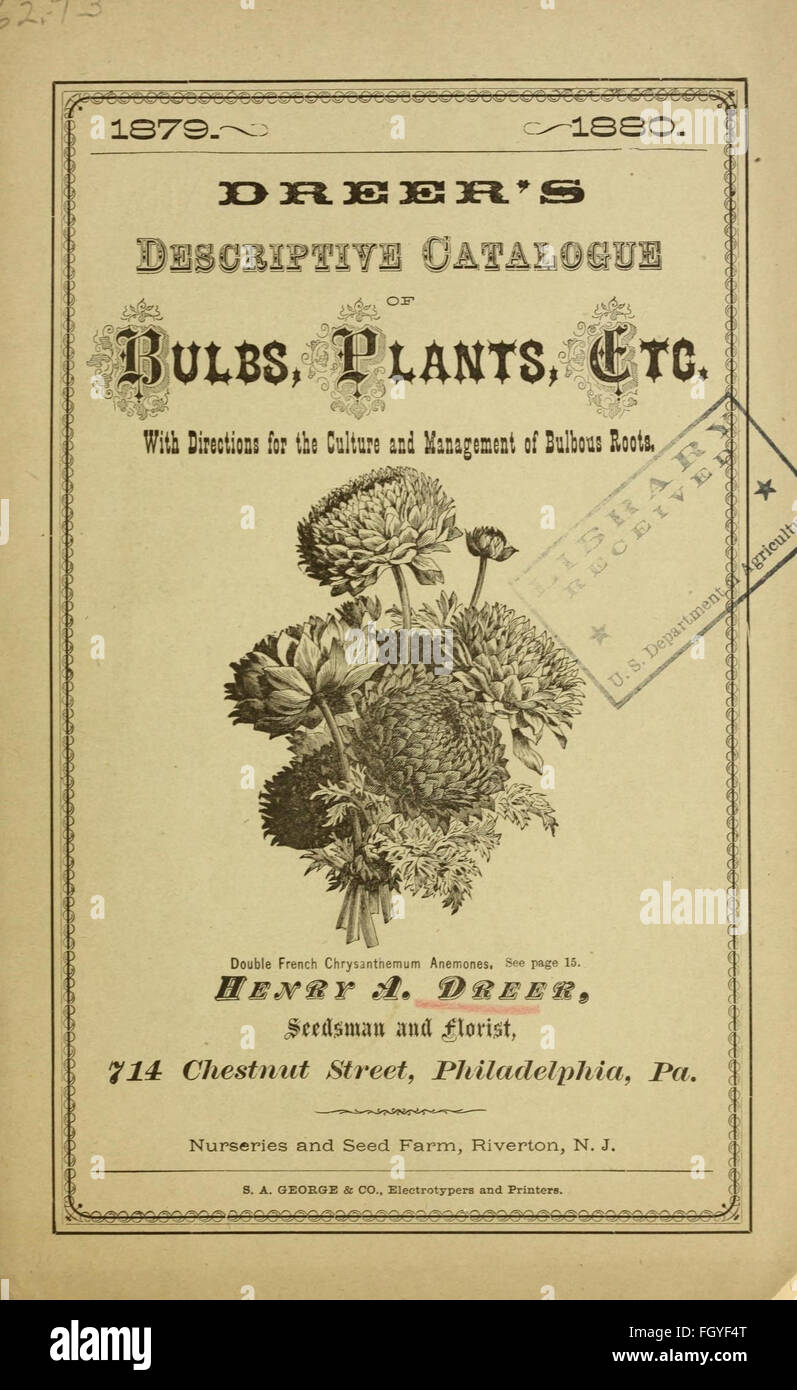 Dreer's catalogue descriptif de bulbes, de plantes, etc. avec des instructions pour la gestion de la culture et de racines bulbeuses Banque D'Images