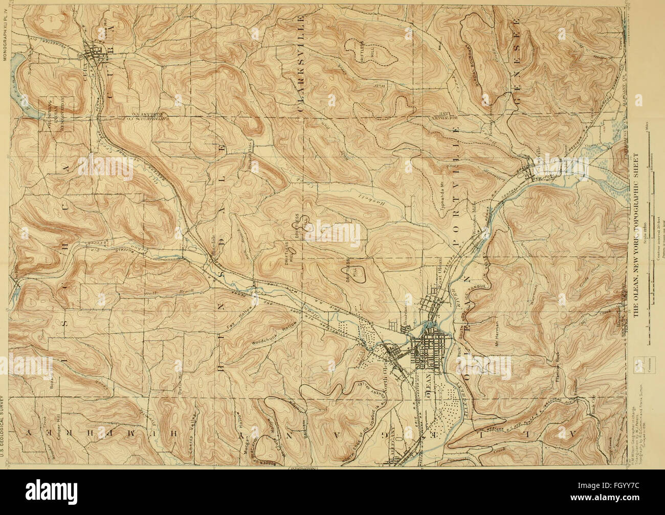 Formations glaciaires caractéristiques de drainage et de l'Érié et bassins de l'Ohio (1902) Banque D'Images