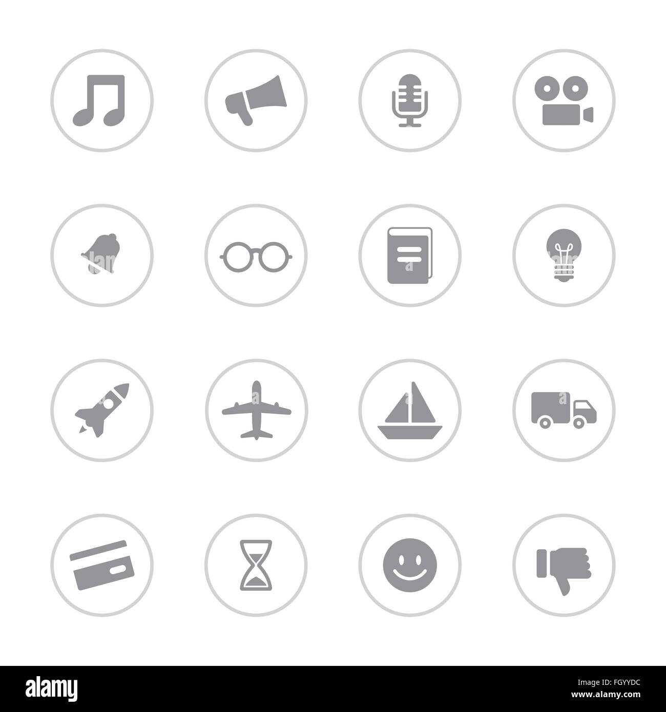 [JPEG] télévision simple gris icon set 5 avec châssis circulaire pour le web design, l'interface utilisateur, l'infographie et de l'application mobile (apps) Banque D'Images