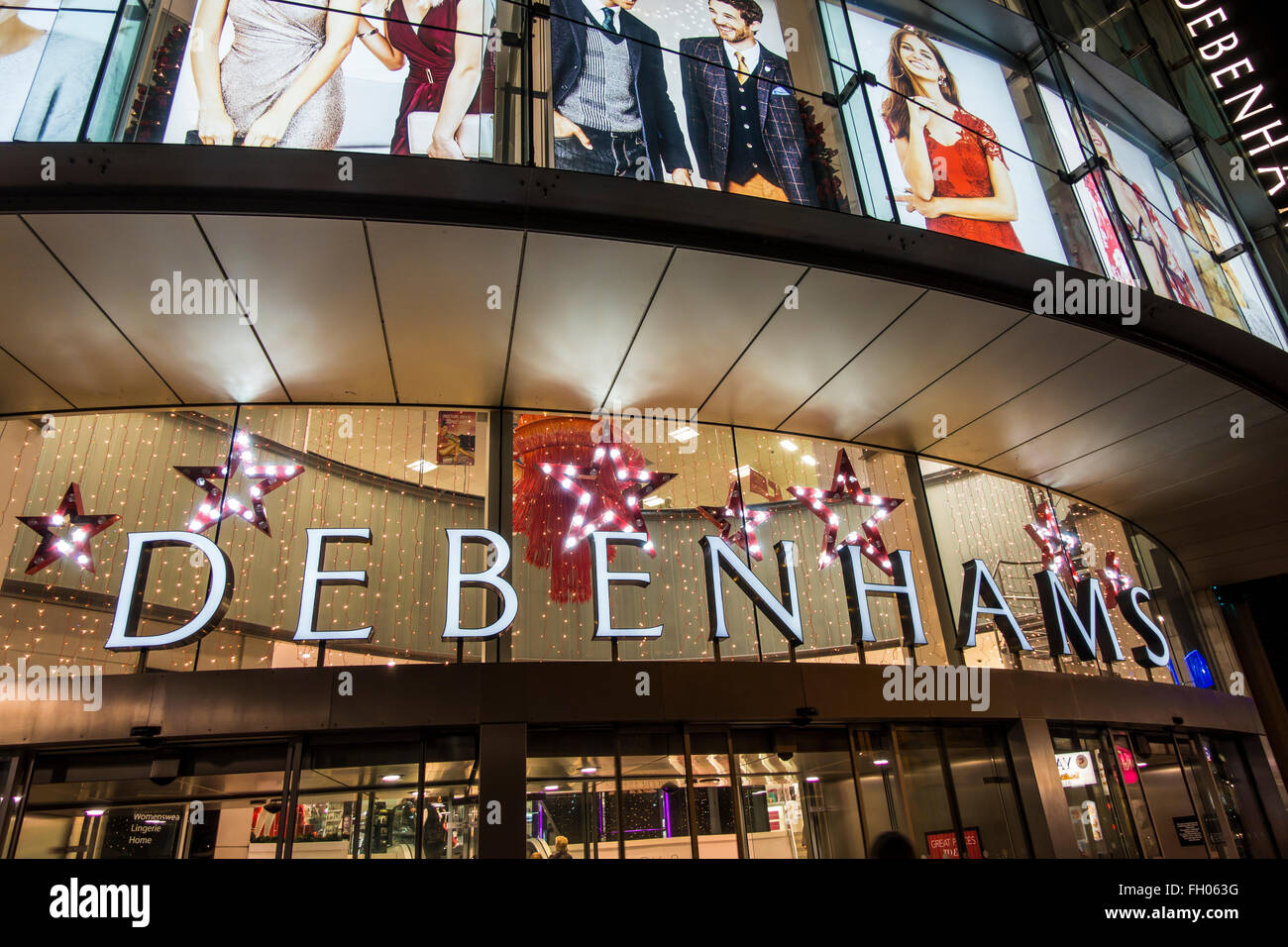 Noël magasin Debenhams centre commercial Liverpool One Banque D'Images