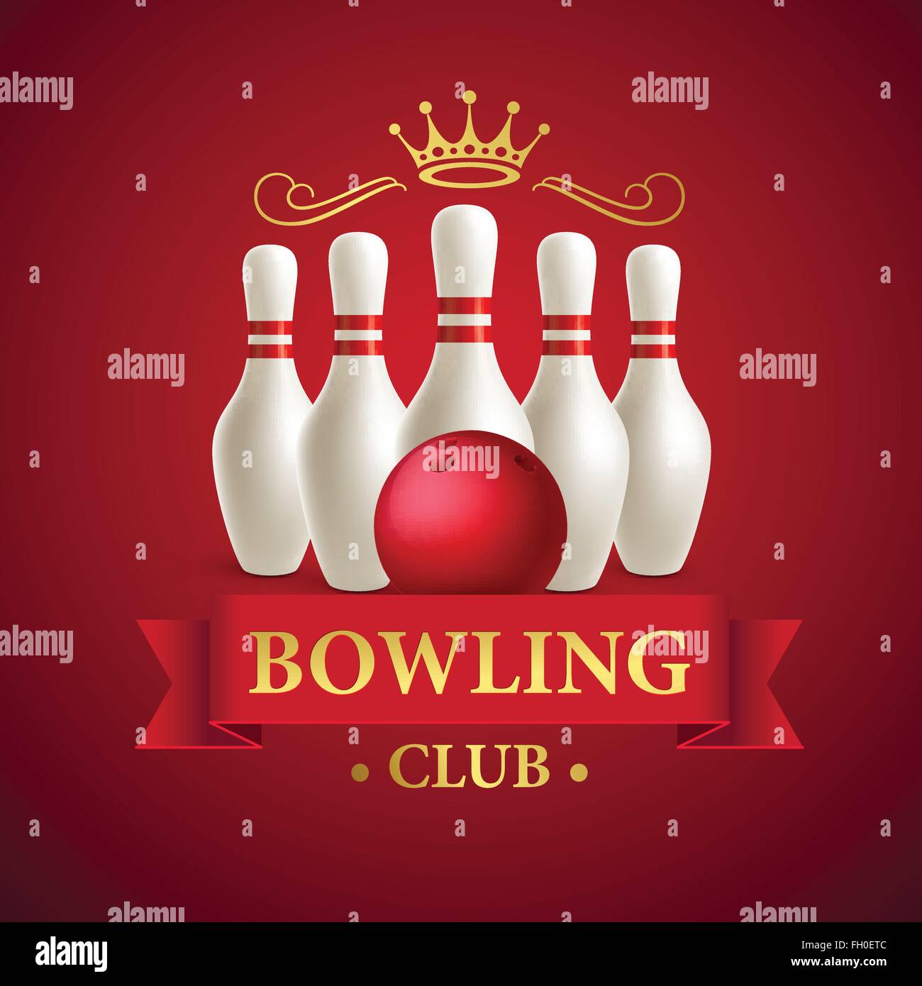 Quille éparpillées et boule de bowling. Vector illustration Illustration de Vecteur