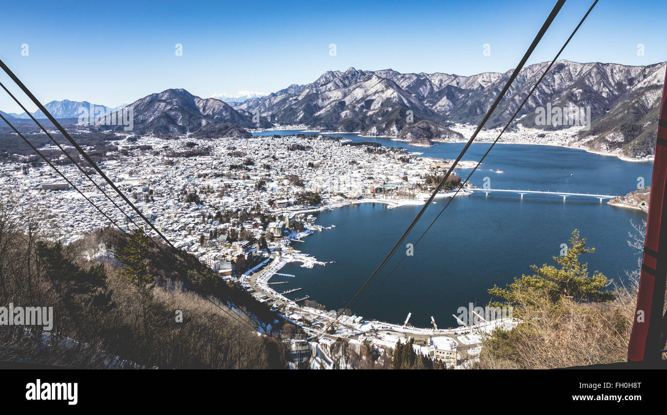 Le Téléphérique du lac Kawaguchi Banque D'Images