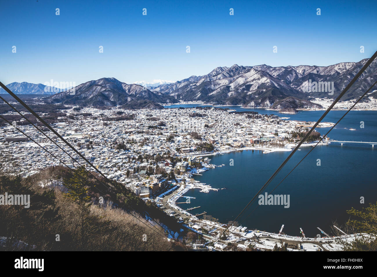 Ropewayl lac Kawaguchi Banque D'Images