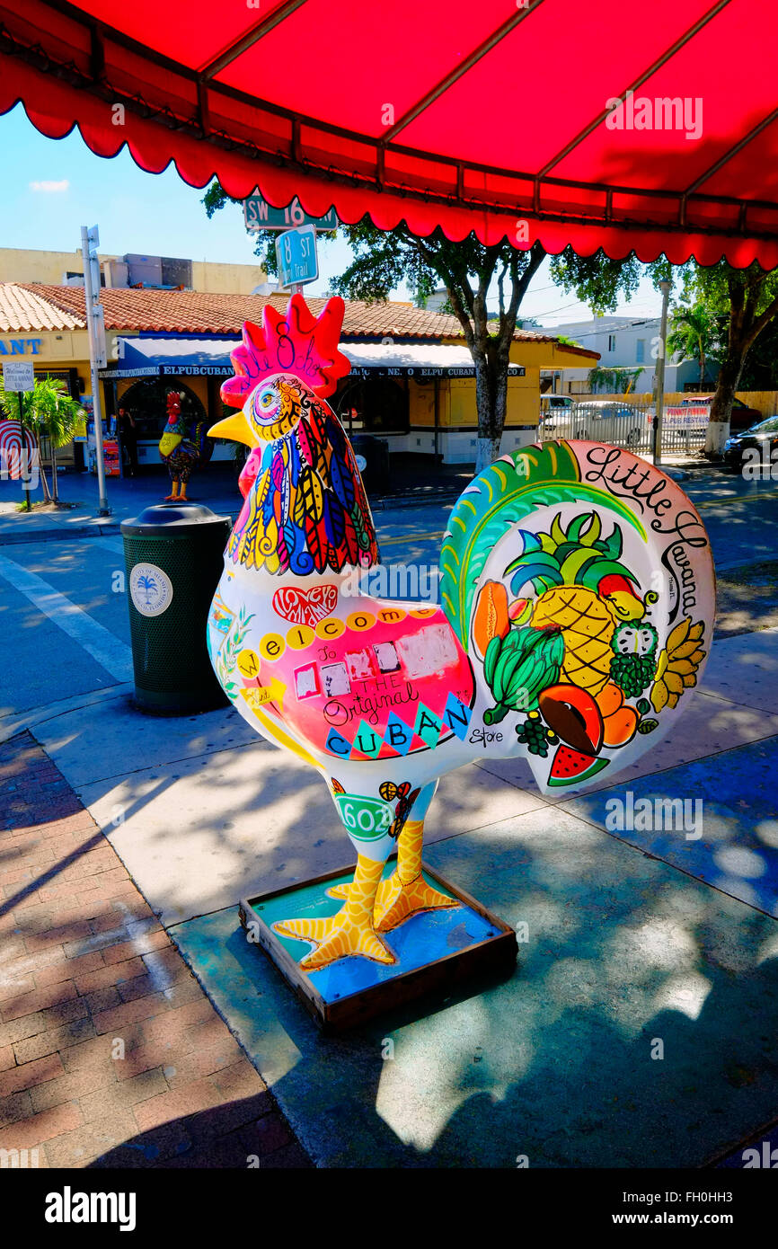 Calle Ocho le poulet américain cubain distric Miami Floride FL Banque D'Images