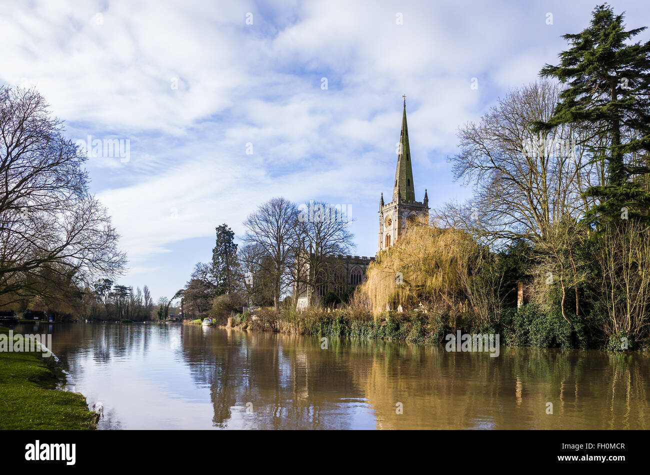 Église médiévale (datant de 1210) de la Sainte Trinité, Stratford sur Avon, où William Shakespeare est enterré. Banque D'Images