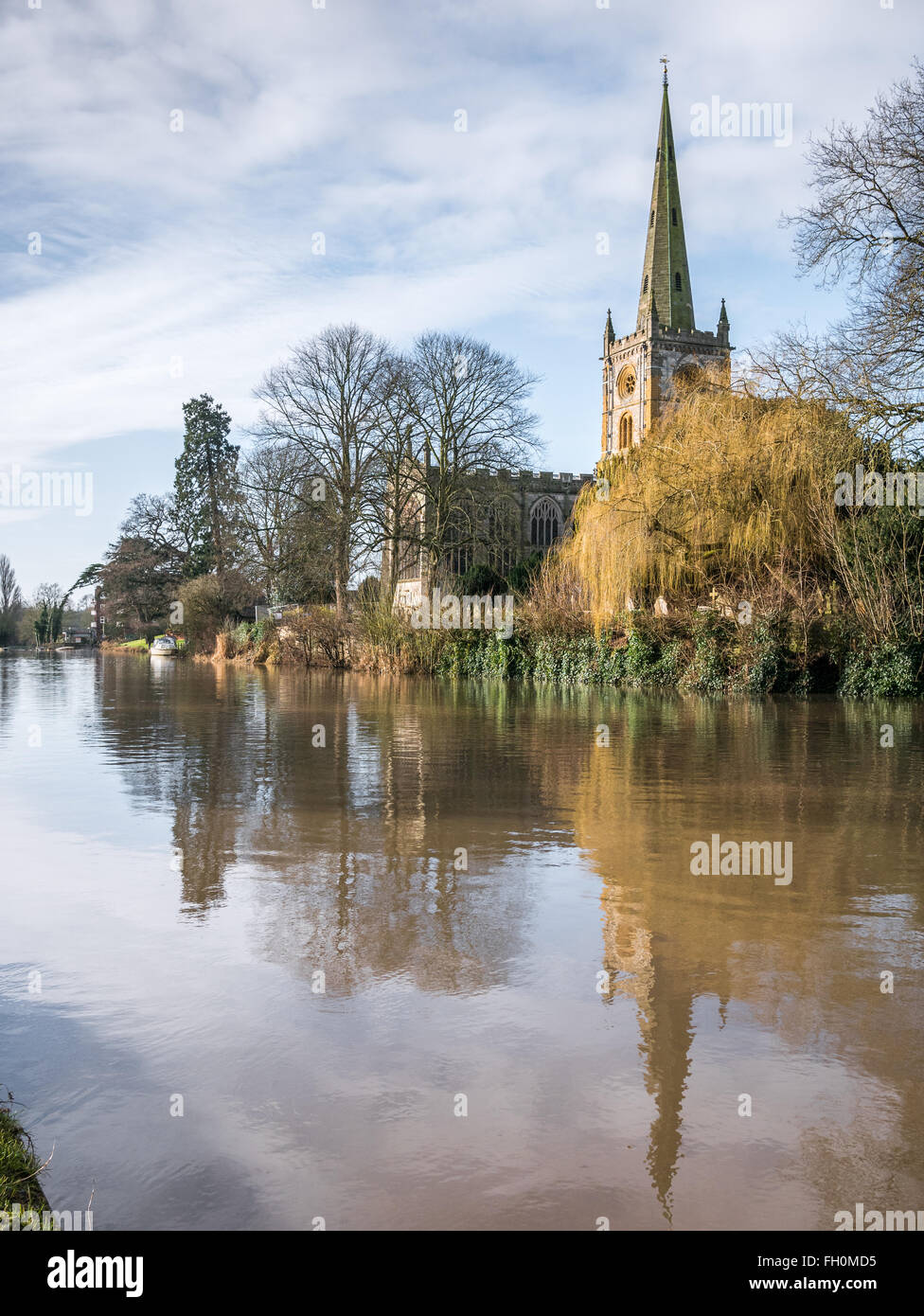 Église médiévale (datant de 1210) de la Sainte Trinité, Stratford sur Avon, où William Shakespeare est enterré. Banque D'Images