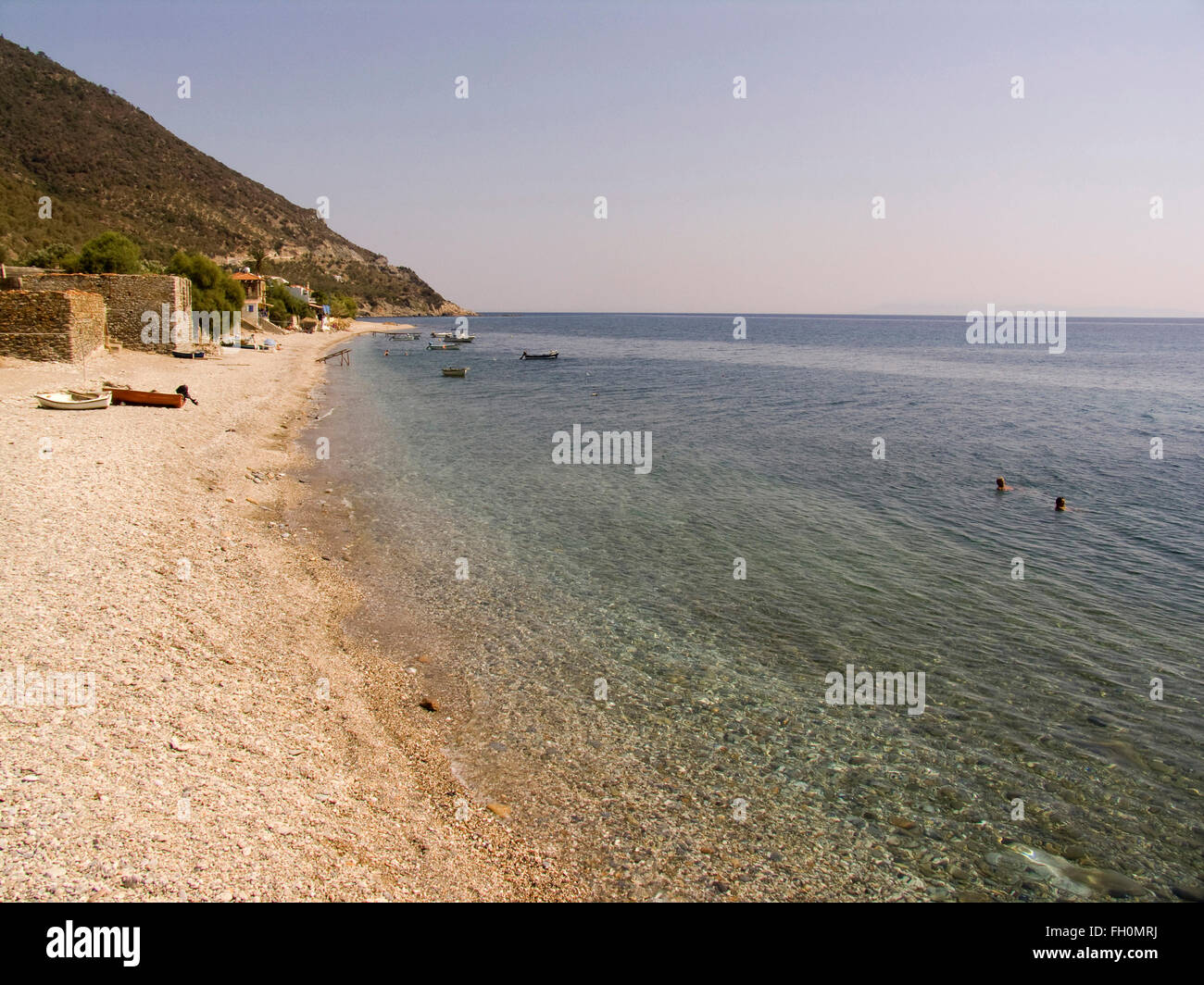 Melinta beach, km 138, l'île de Lesbos, au nord-ouest de la mer Égée, Grèce, Europe Banque D'Images