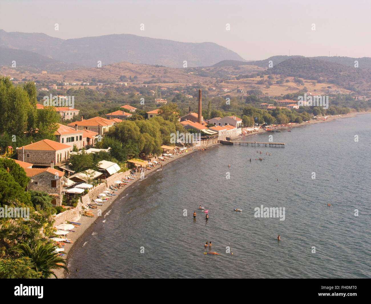 L'île de Lesbos, de Molyvos, nord ouest de l'Egée, Grèce, Europe Banque D'Images