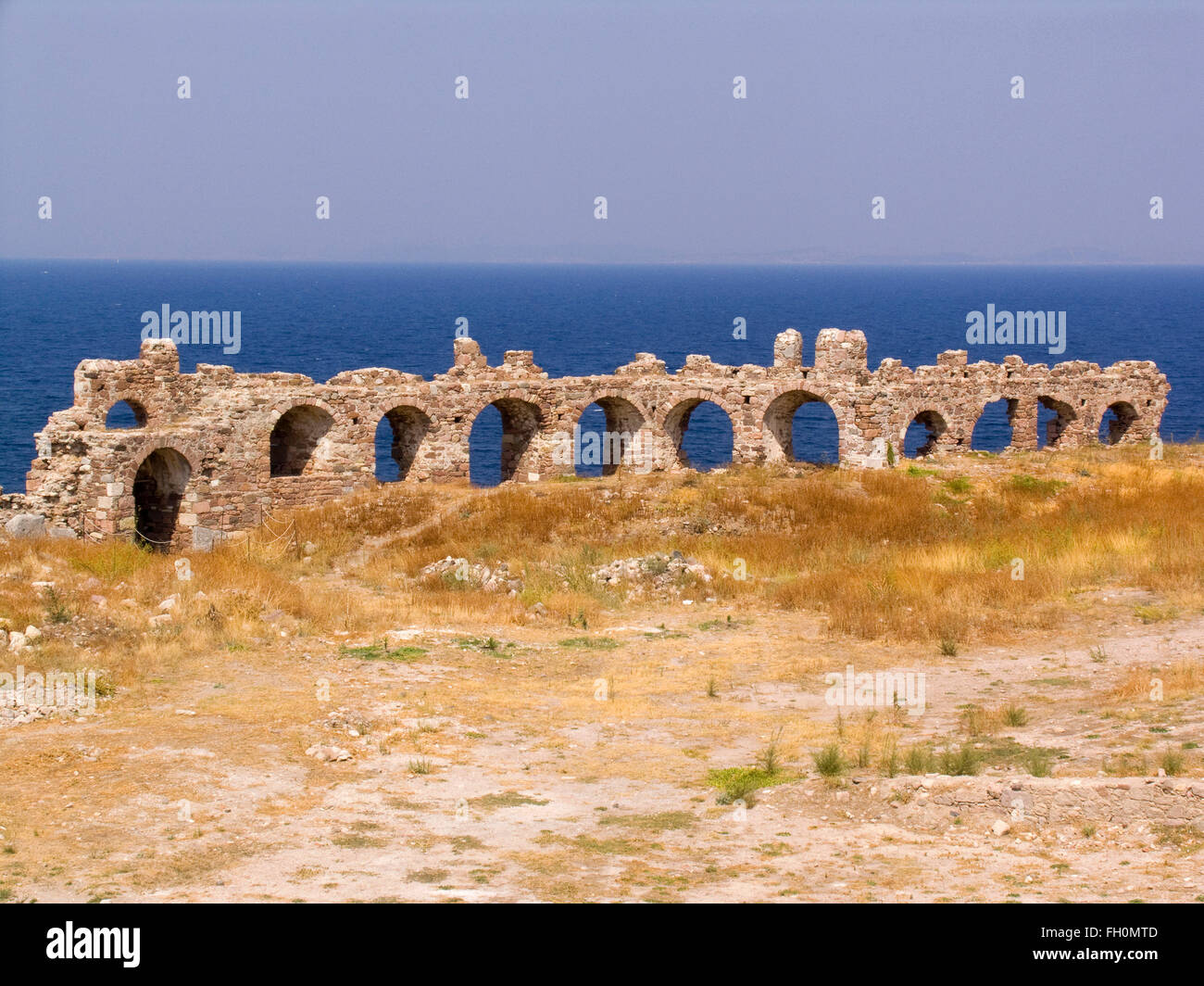 Forteresse, Lesbos Mytilène, Island, au nord-ouest de la mer Égée, Grèce, Europe Banque D'Images