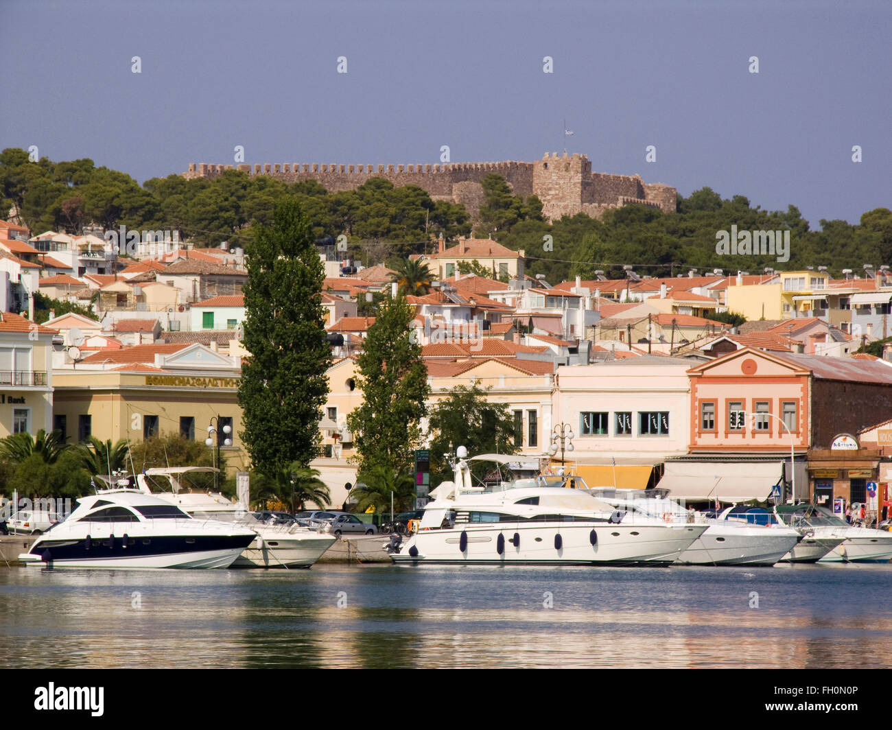 Ville et forteresse, Lesbos Mytilène, Island, au nord-ouest de la mer Égée, Grèce, Europe Banque D'Images