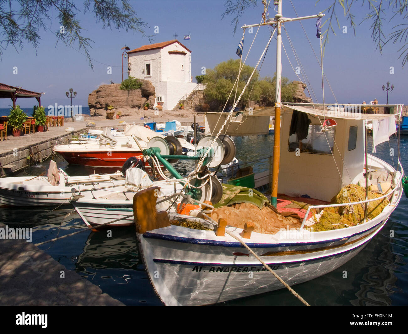 Sykamineas Skala, l'île de Lesbos, au nord-ouest de la mer Égée, Grèce, Europe Banque D'Images