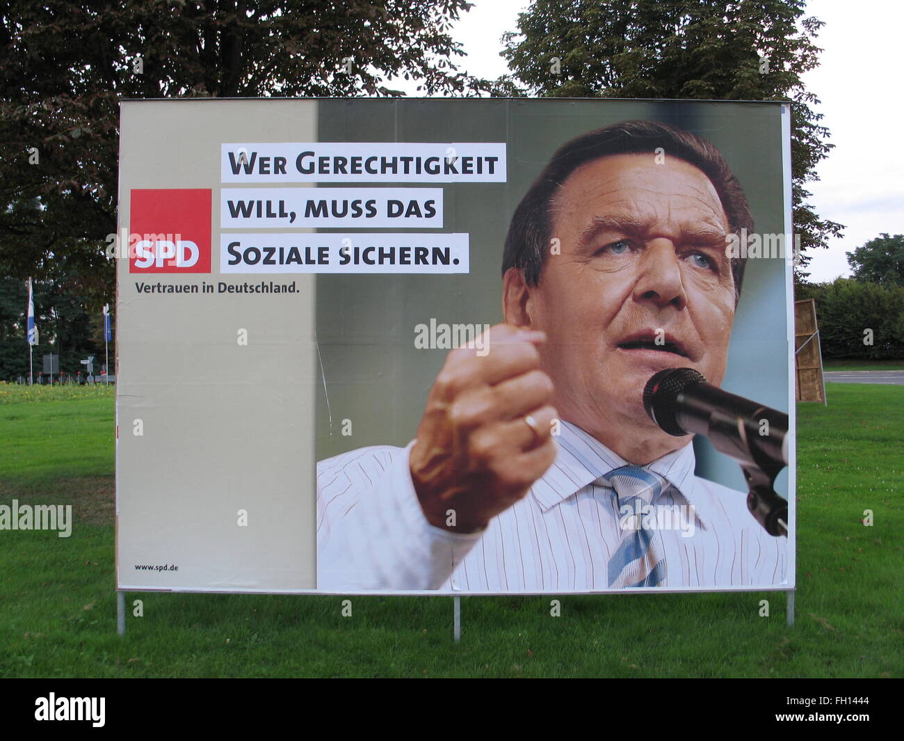 Affiche électorale avec Gerhard Schröder, le SPD Banque D'Images