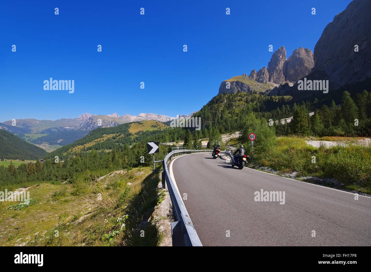 Sellajoch in den Dolomiten, von Alpen - Sella pass en Dolomites, Alpes italiennes Banque D'Images