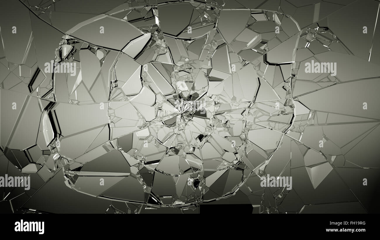 Verre fissuré ou fractionnés sur noir. Grande résolution Banque D'Images