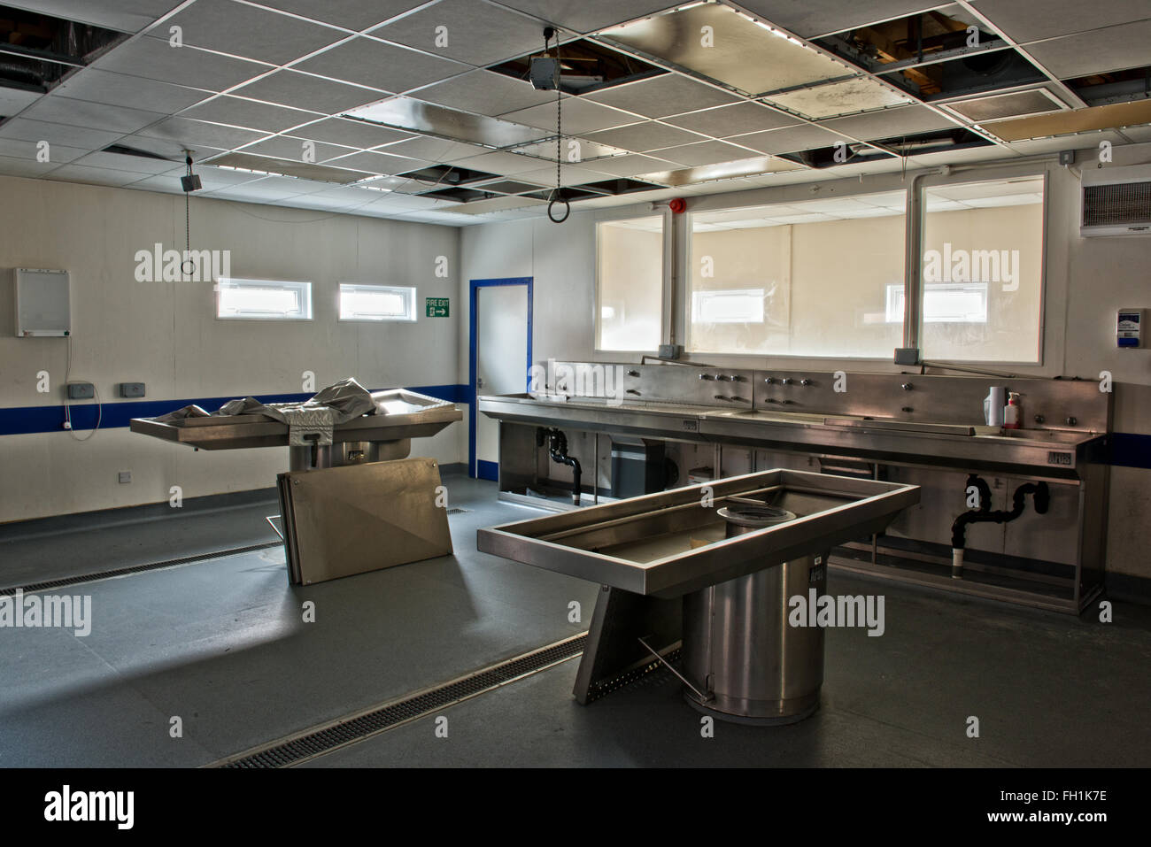 À l'intérieur de la morgue à l'Hôpital Royal Haslar. Gosport, Hampshire, Royaume-Uni Banque D'Images