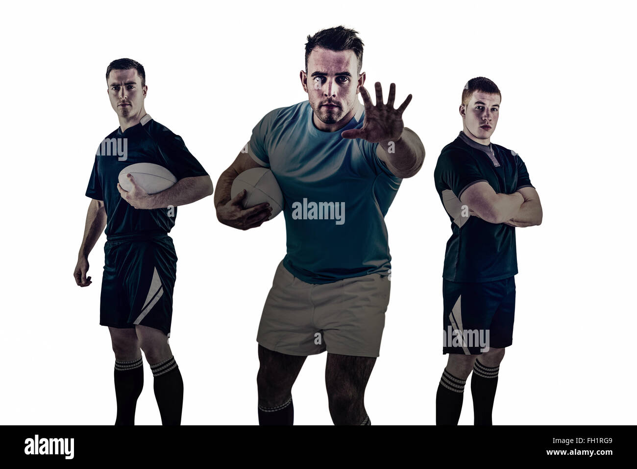 Groupe de joueurs de rugby difficiles Banque D'Images